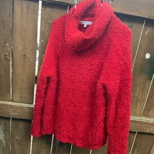 cupcakes & cashmere Vibrant Red Cowl Neck Sweater